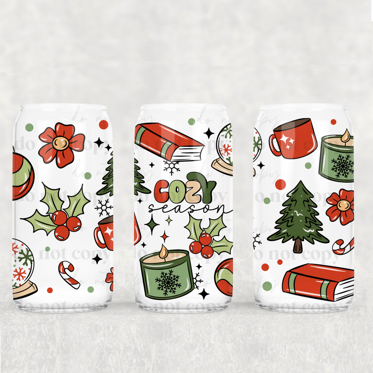 7993 cozy season red and green collage (CSC) UV DTF WRAP