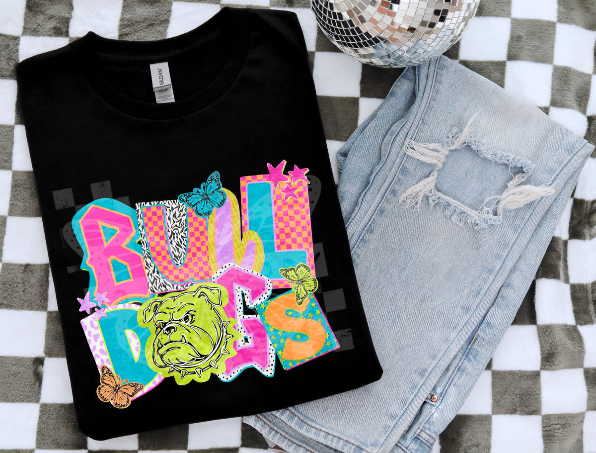 Bulldogs NEON magazine font (PH) DTF transfer