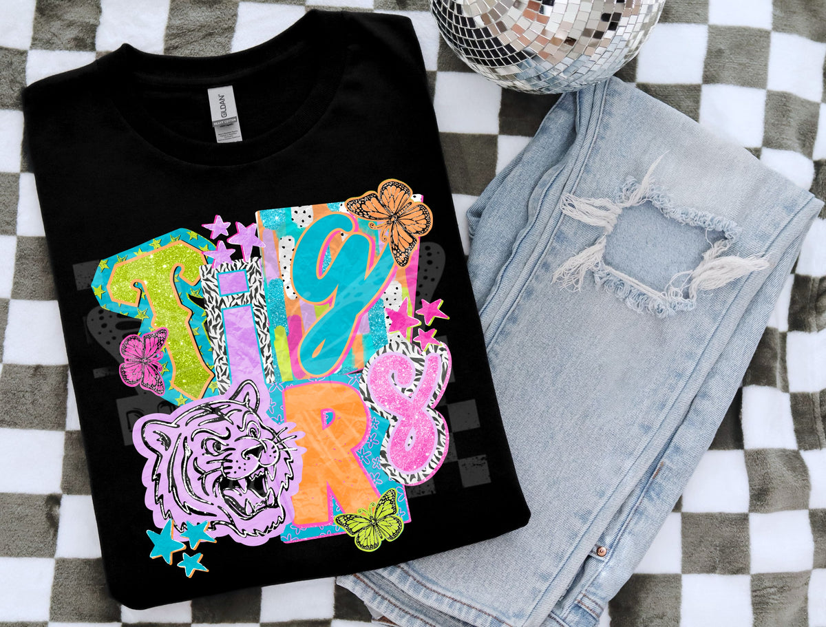 Tigers NEON magazine font (PH) DTF transfer