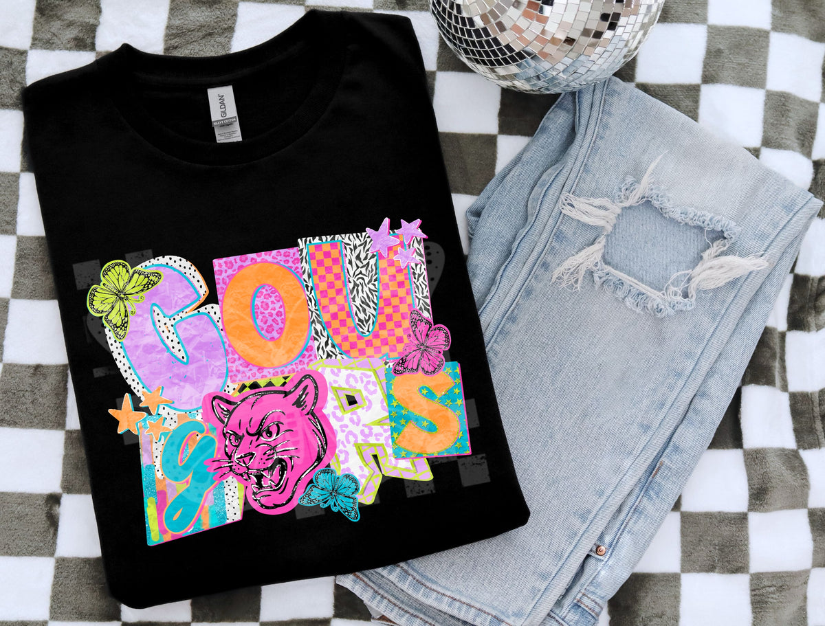 Cougars NEON magazine font (PH) DTF transfer