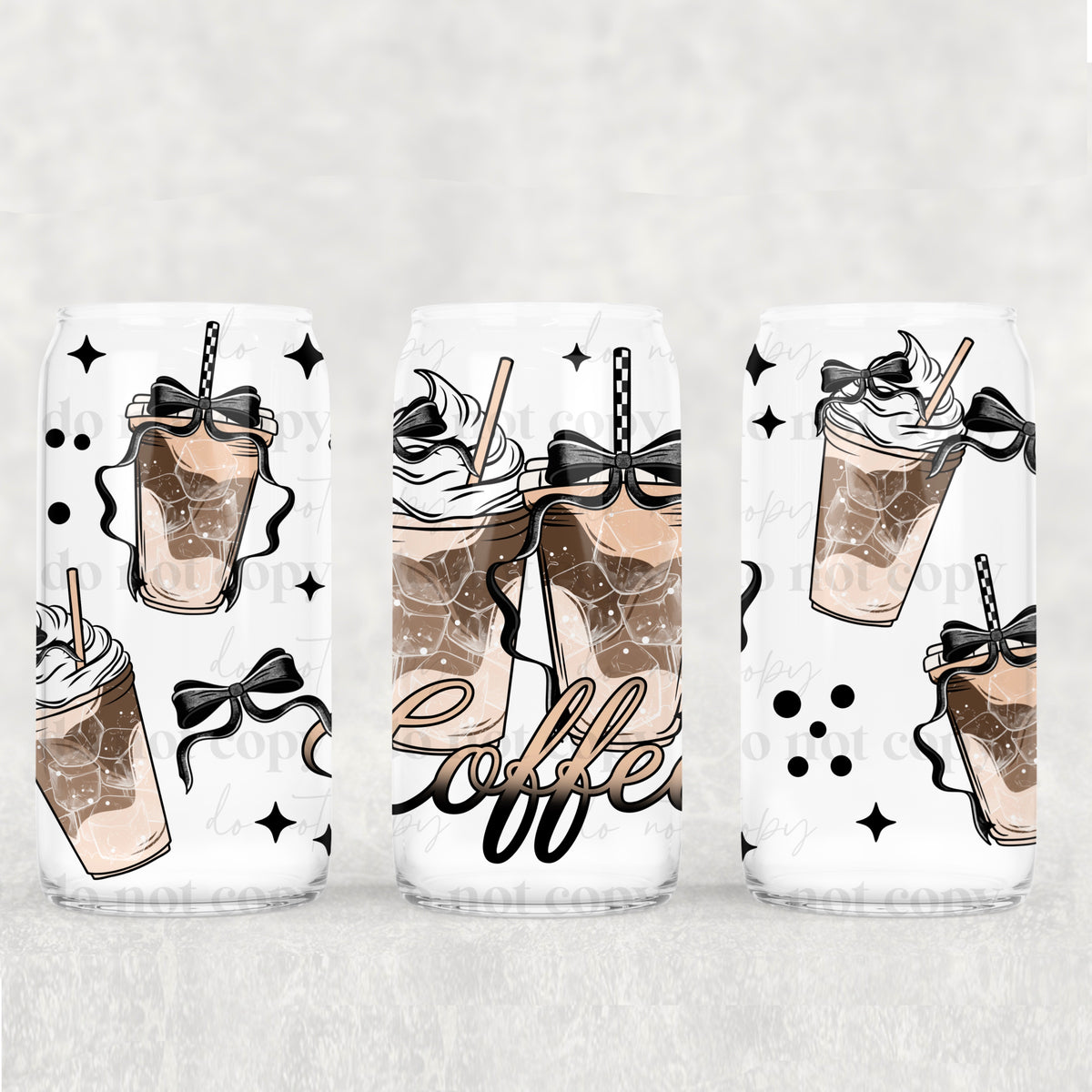 Coffee lattes with black bows (CSC) UV DTF WRAP