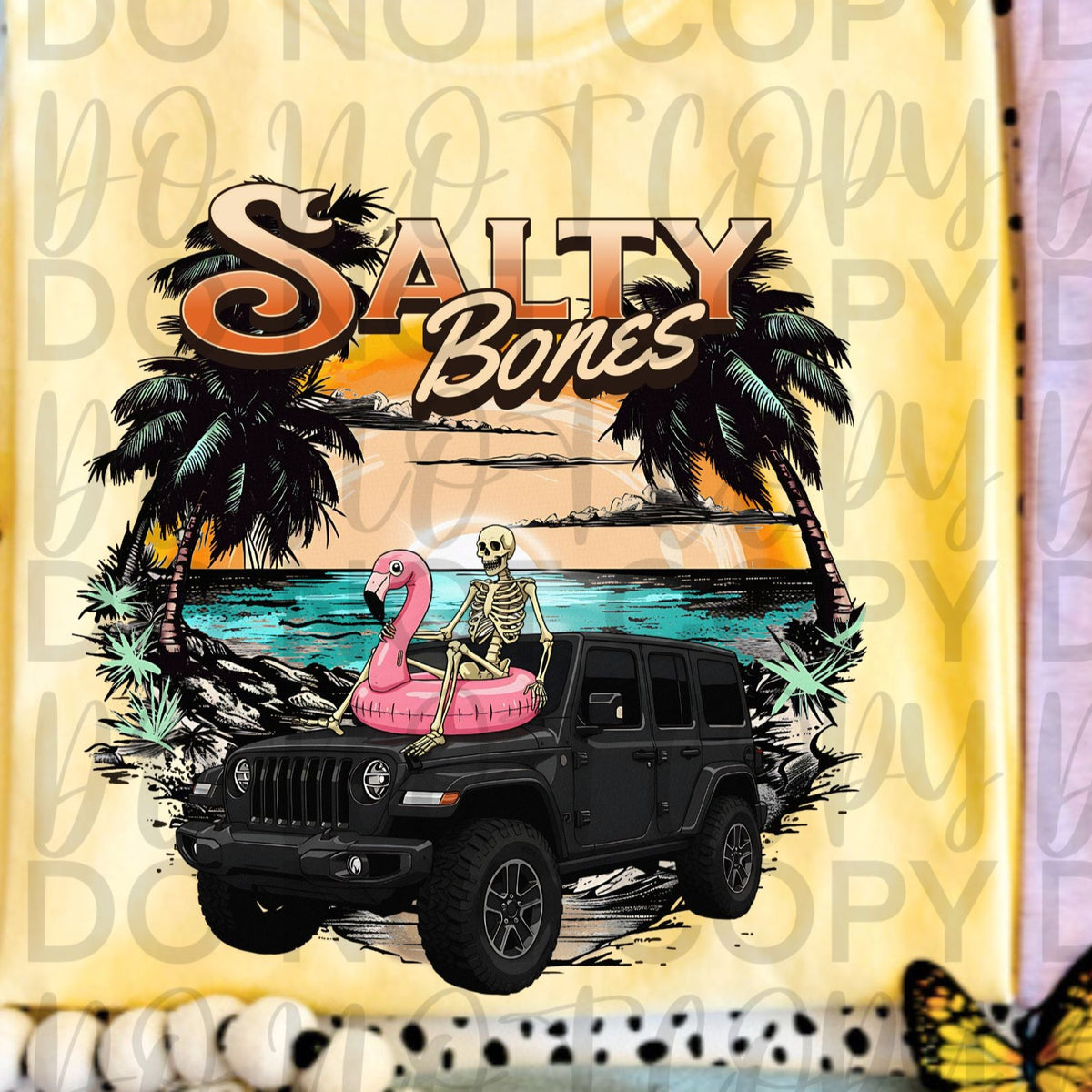 Salty Bones Jeep on Beach (Starlight) 101784 DTF transfer