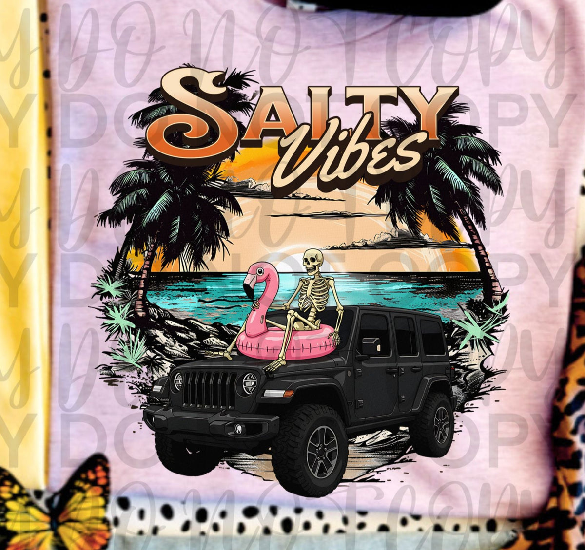 Salty Vibes Jeep on Beach (Starlight) 101785 DTF transfer