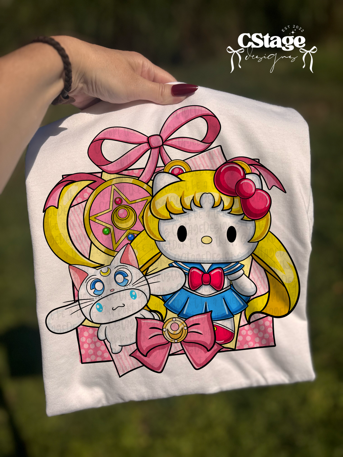 blonde kitty pink bow 8077 3/30 (mystery monday) DTF transfer