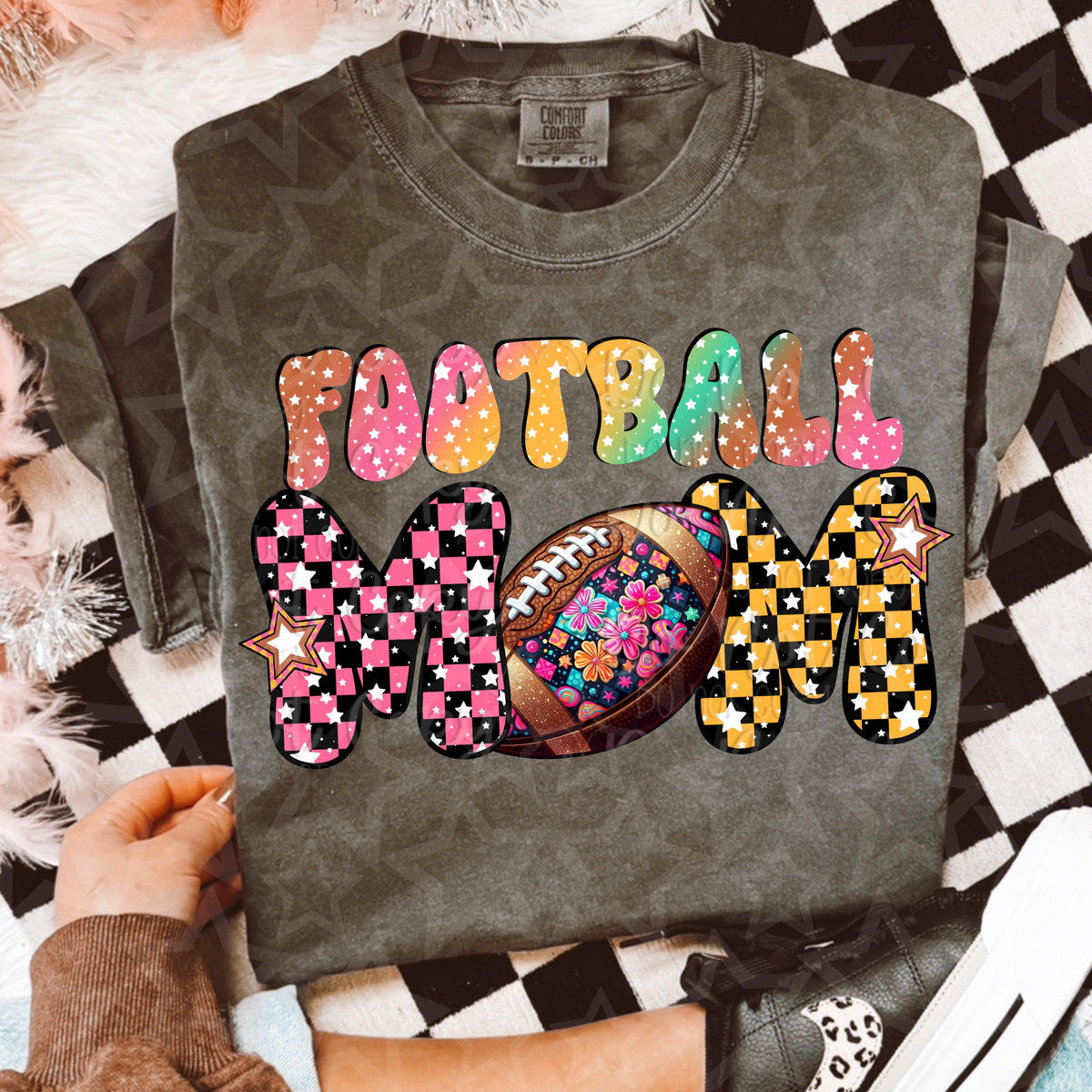 Football mom colorful (Virgo) 106841 DTF transfer
