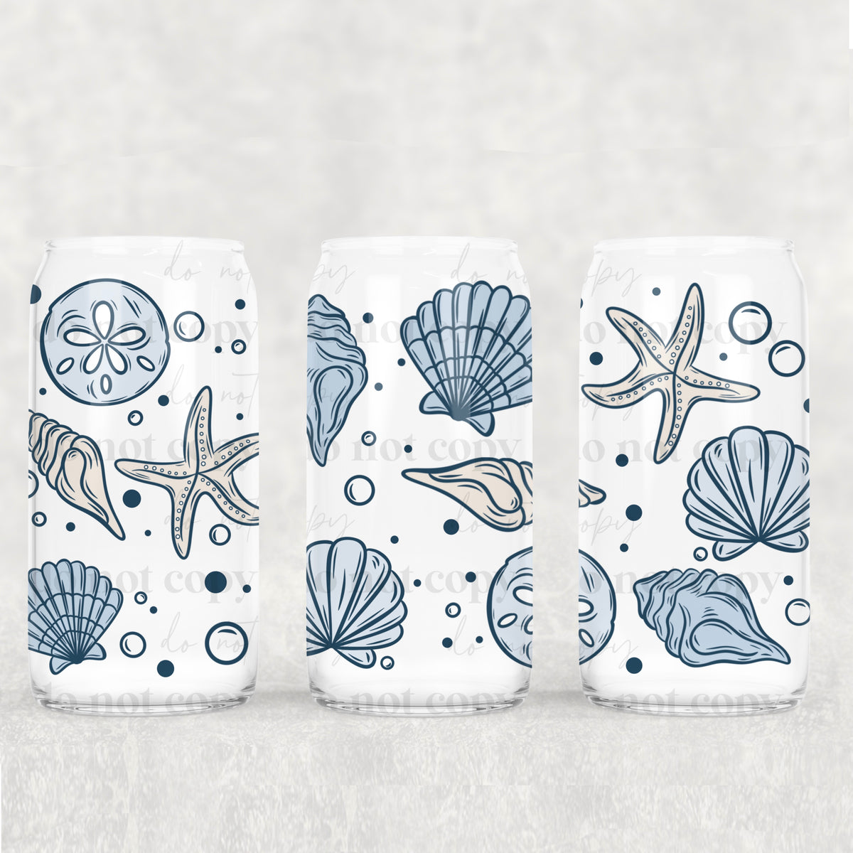 blue seashells and starfish 8201 (CSC) UV DTF WRAP