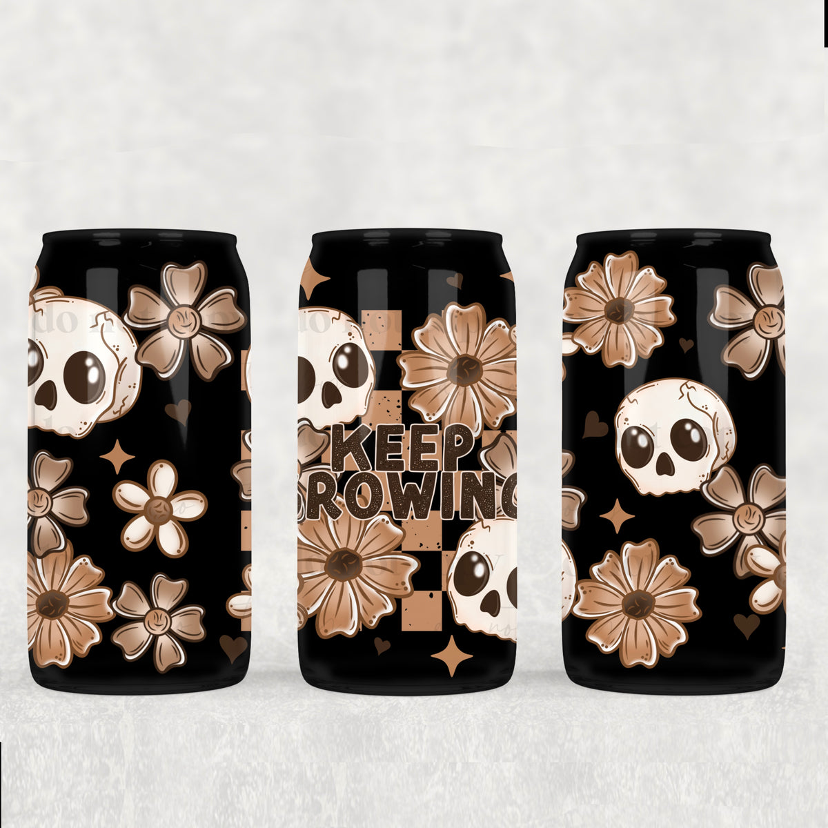 keep growing flowers and skull (CSC) UV DTF WRAP