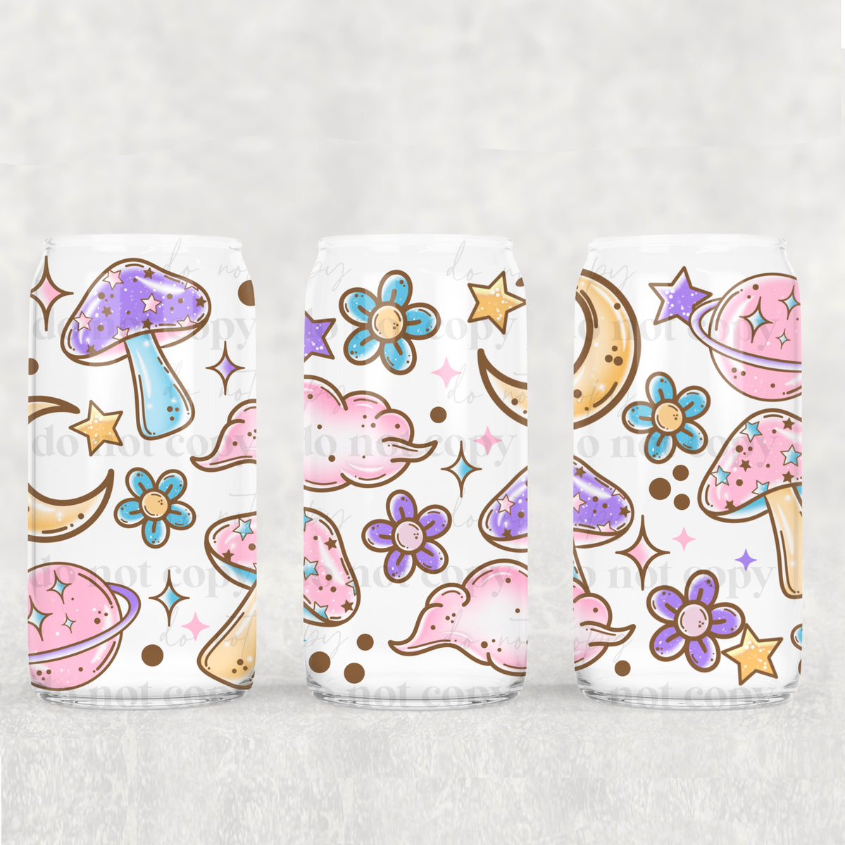 mushrooms moons and planets 8235 (CSC) UV DTF WRAP