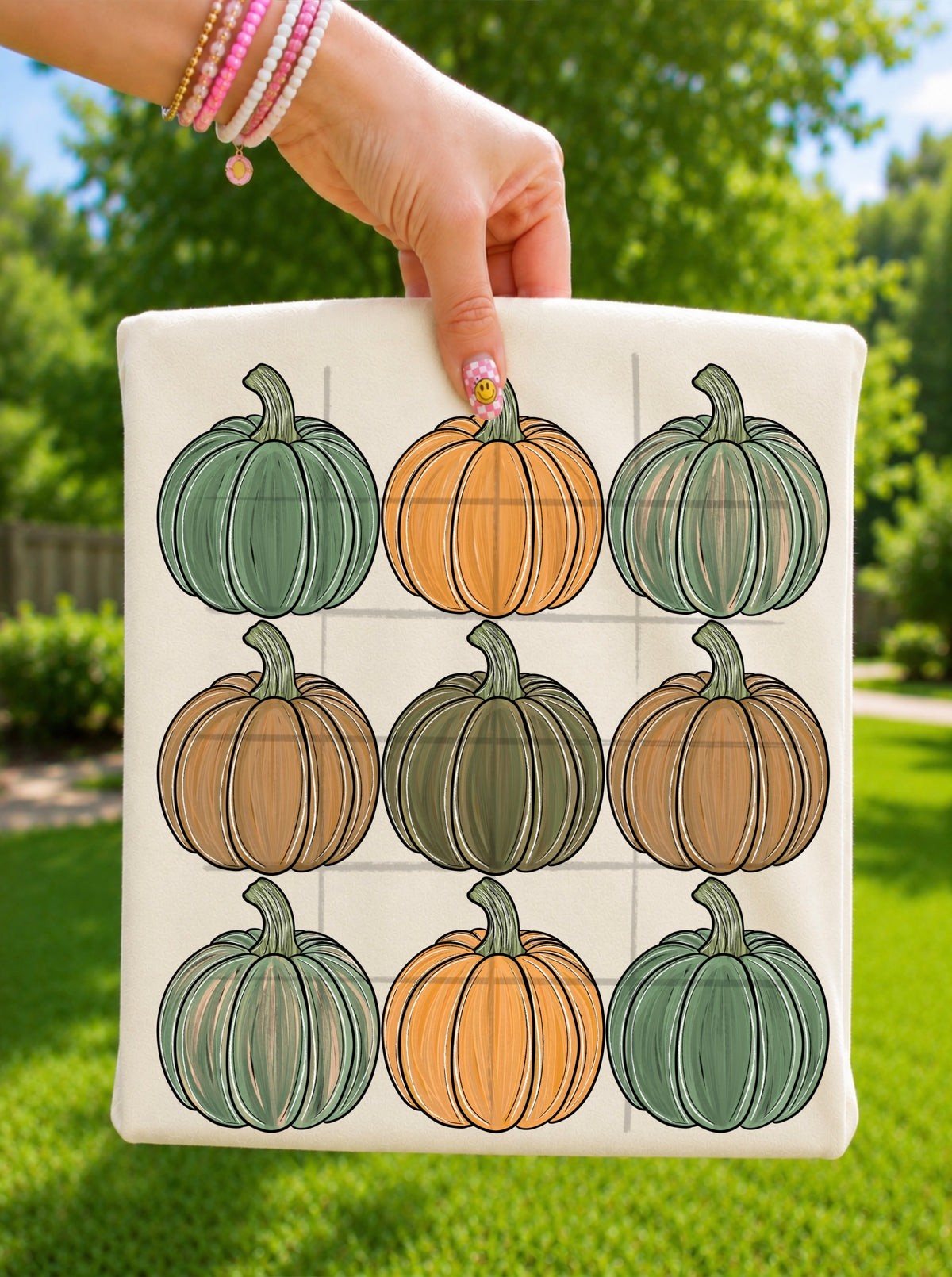 Pumpkin grid green orange and brown (TDC) DTF Transfer