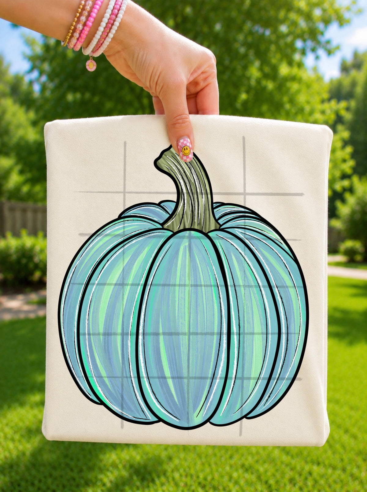 Watercolor teal pumpkin (TDC) DTF Transfer