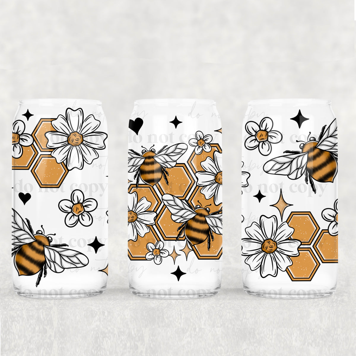 8273 bees honeycomb and flowers (CSC) UV DTF WRAP
