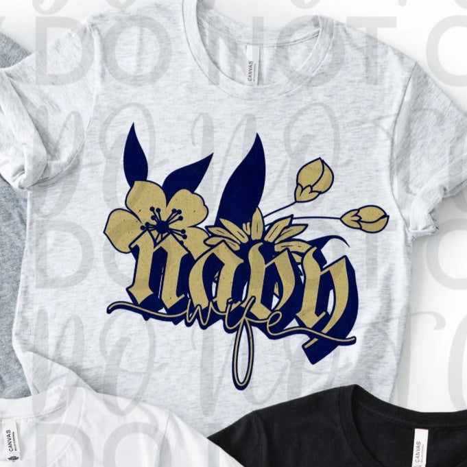 Navy Wife Florals (Starlight) 102420 DTF transfer