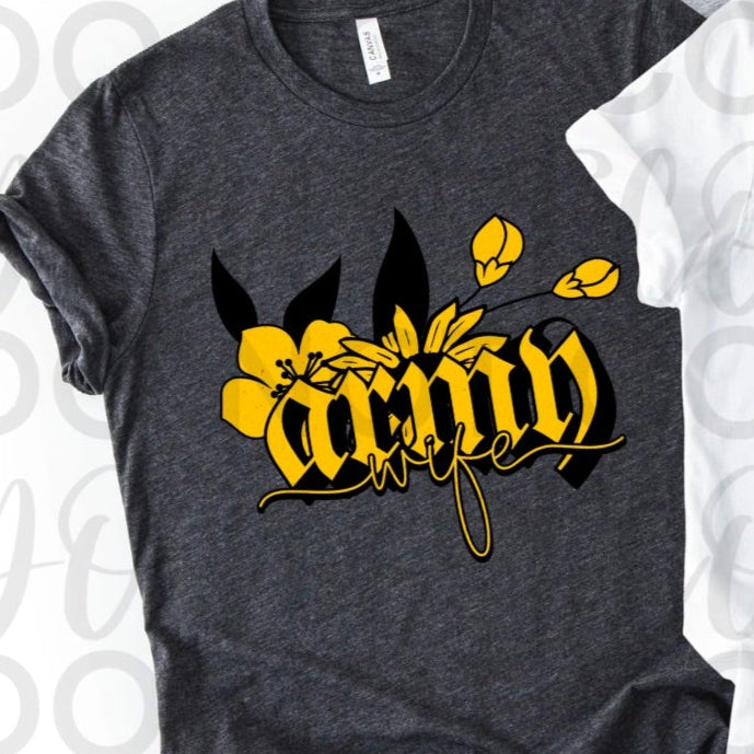 Army Wife Yellow Florals (Starlight) 102421 DTF transfer