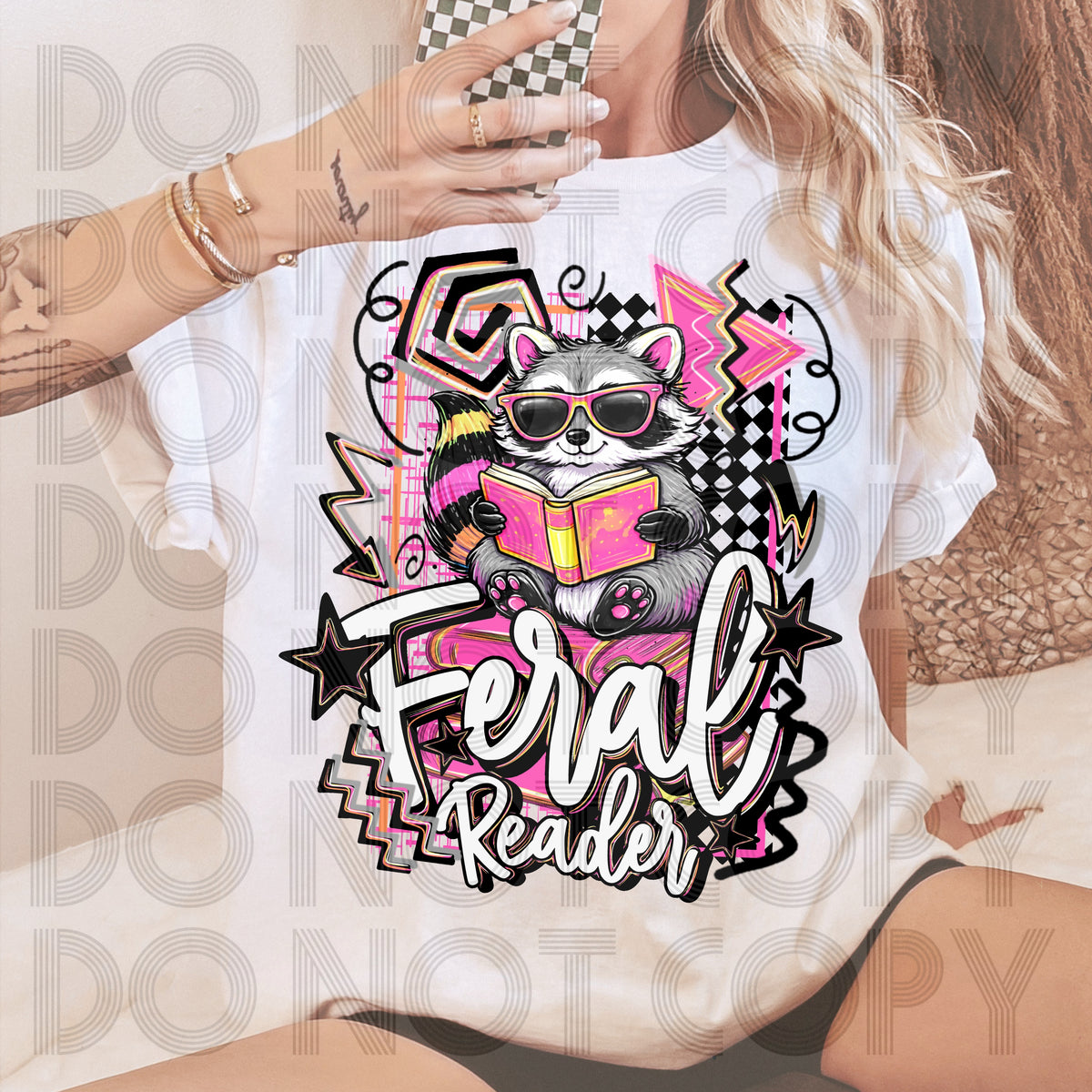 Feral reader raccoon (Renewed) DTF Transfer