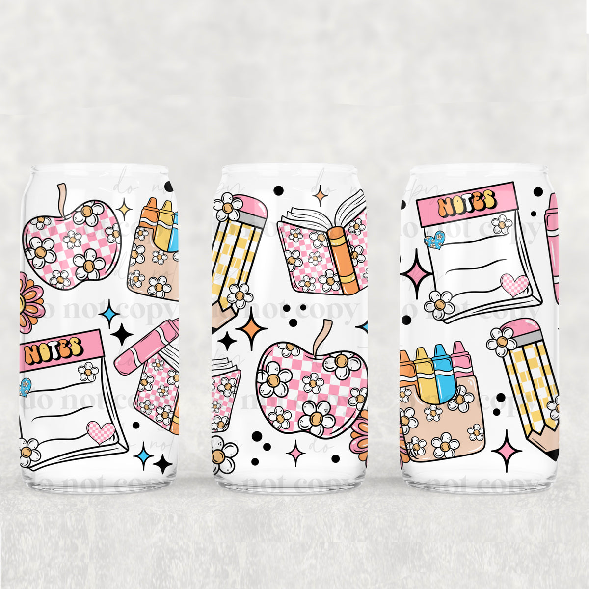 8280 school supplies with flowers on them (CSC) UV DTF WRAP