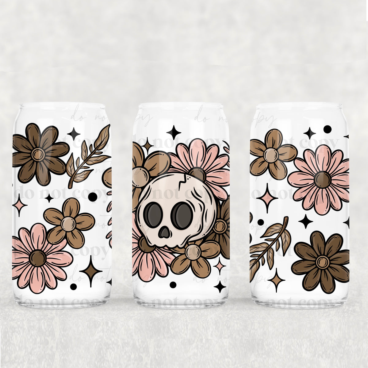 8281 skelly with flowers around it (CSC) UV DTF WRAP