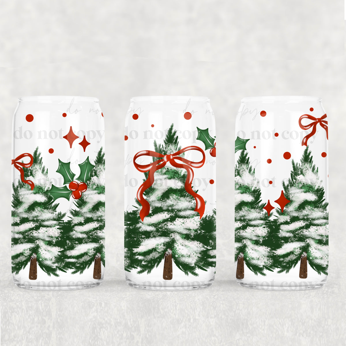 8303 green tree with red bow (CSC) UV DTF WRAP