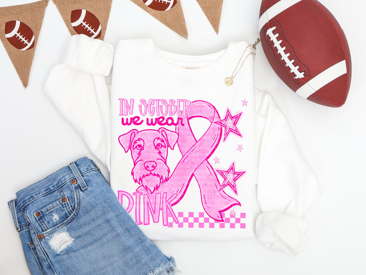 In October we wear pink ribbon airedale (SCG) DTF Transfer