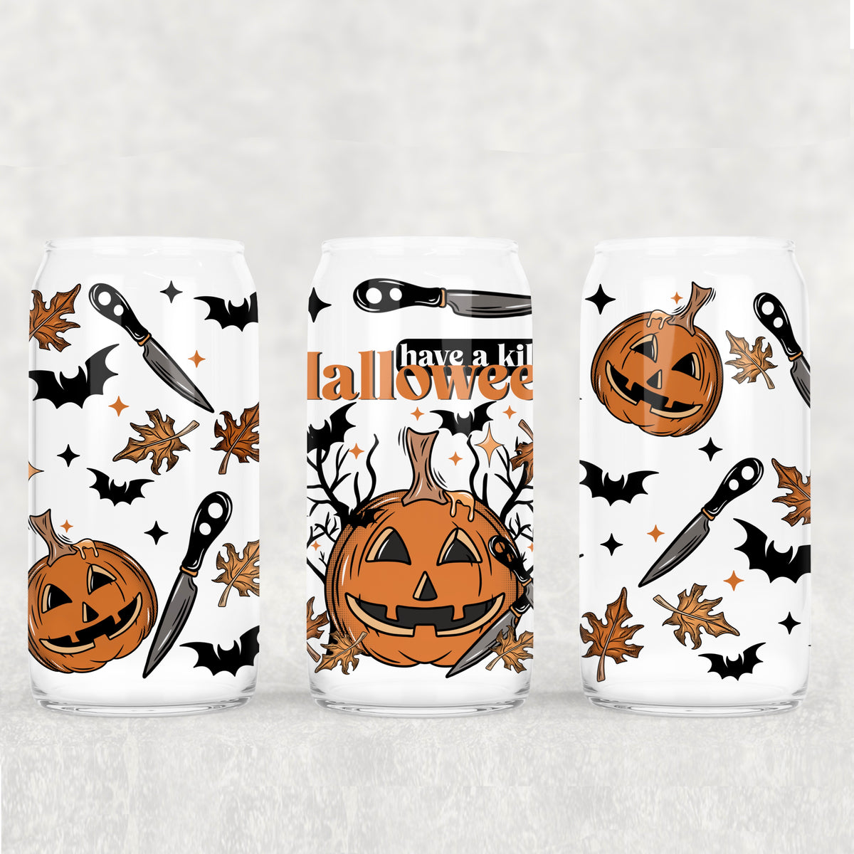 halloween pumpkins with knifes (CSC) UV DTF WRAP