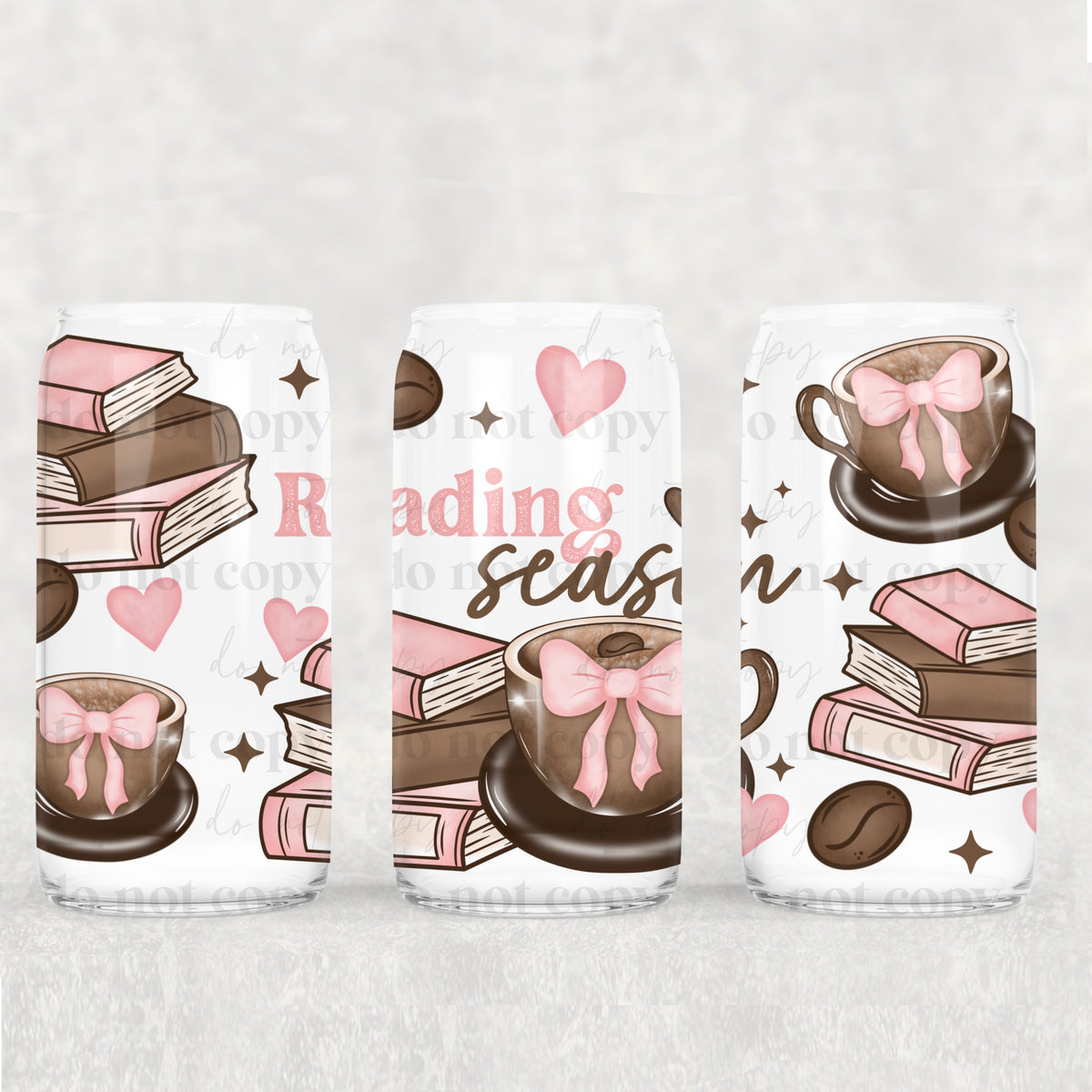 8376 reading season pink and brown books (CSC) UV DTF WRAP