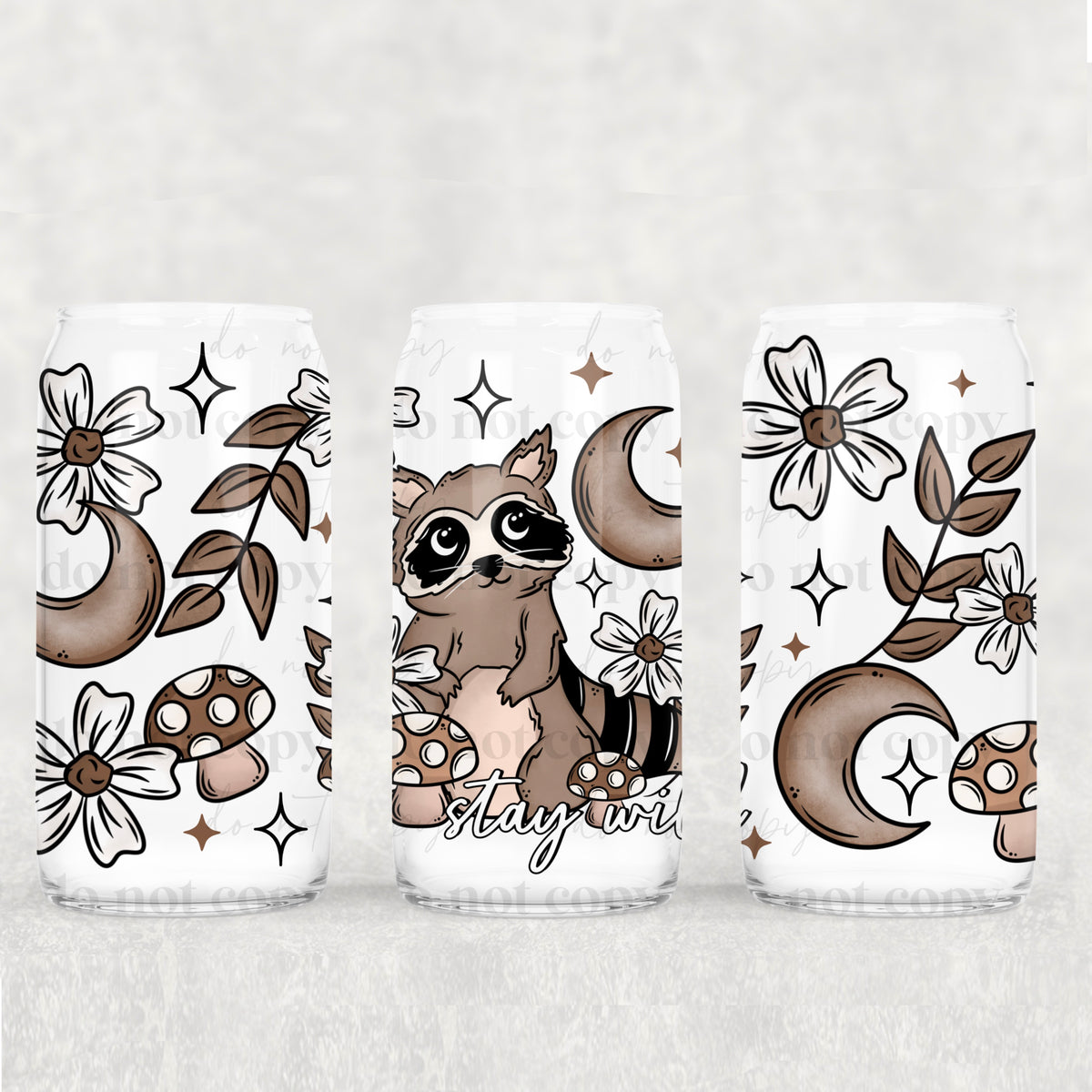 8452 cute racoon looking at moon (CSC) UV DTF WRAP