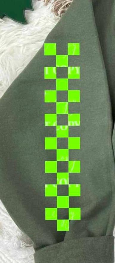 Bright Green Checkered *SLEEVE ONLY* (LUMI) 72077 DTF Transfer