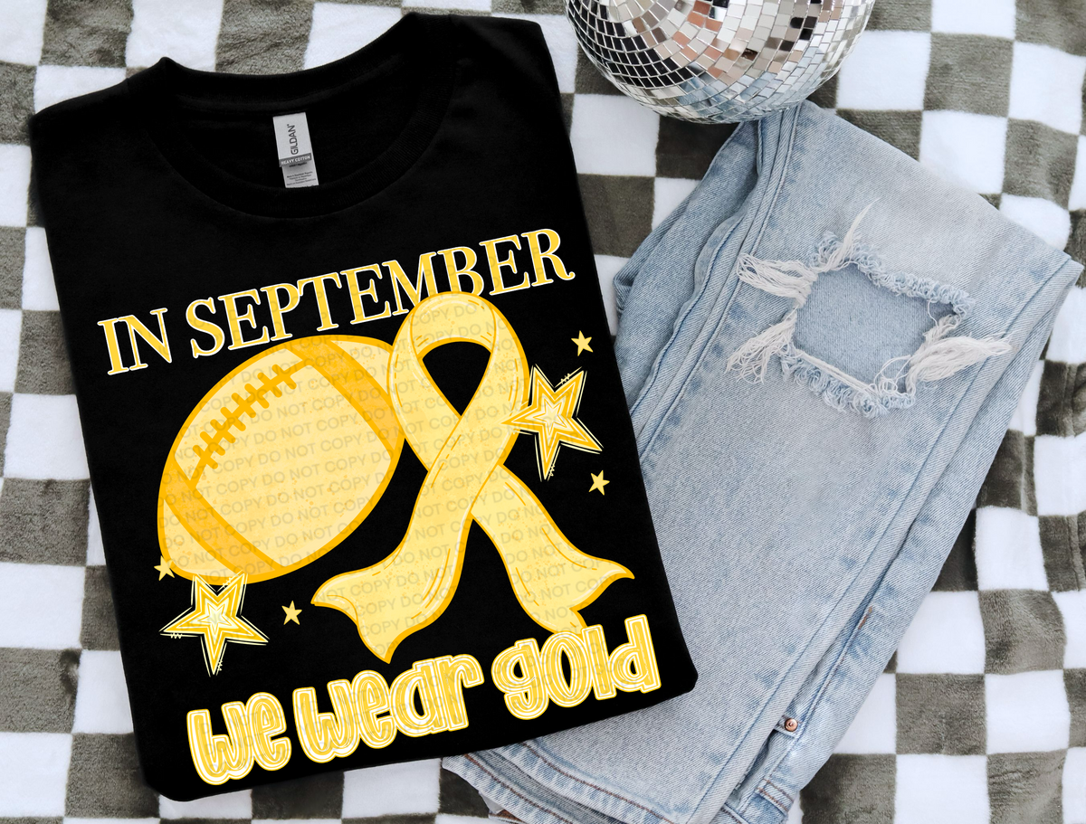 In September we wear gold football and ribbon (SCG) DTF Transfer