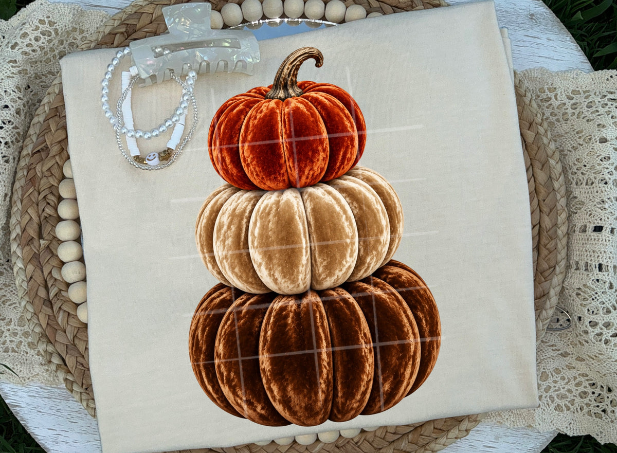 Pumpkin stack trio faux velvet (TDC) DTF Transfer
