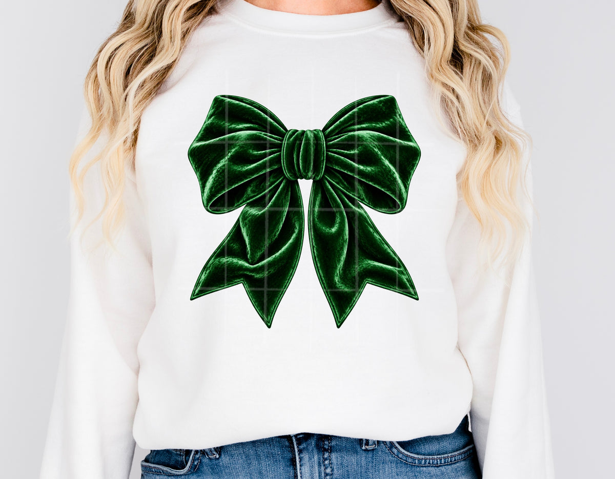 Green bow faux velvet (TDC) DTF Transfer