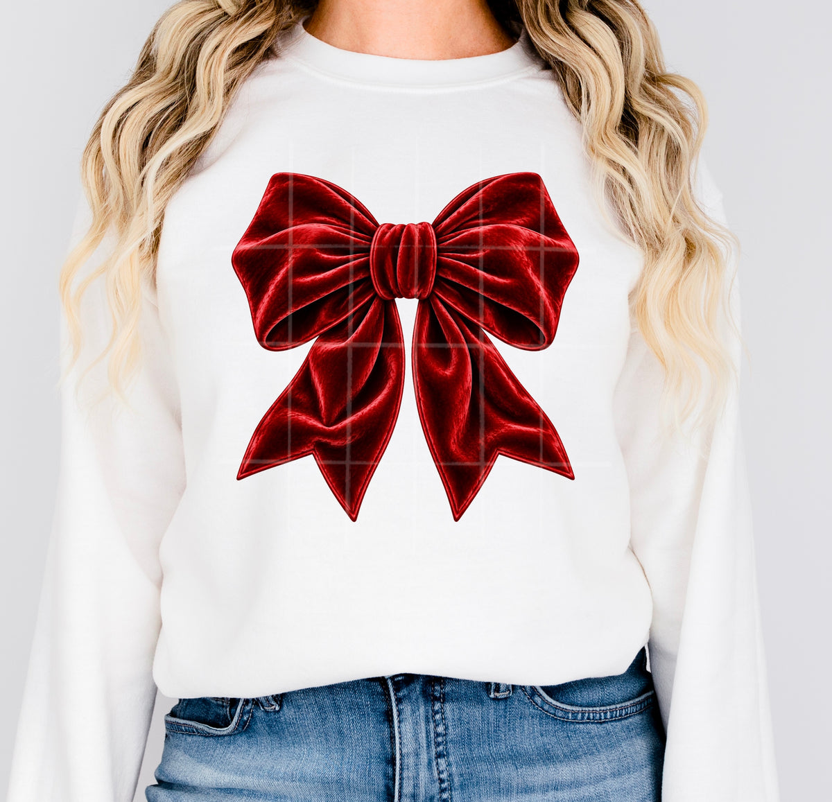 Red bow faux velvet (TDC) DTF Transfer