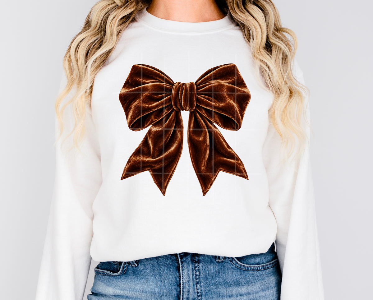 Brown bow faux velvet (TDC) DTF Transfer
