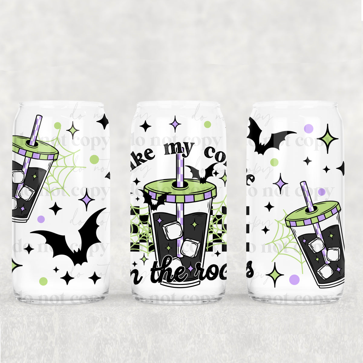 8513 i like my coffee on the rocks halloween (CSC) UV DTF WRAP