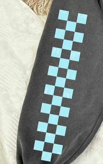 Light Blue Checkered *SLEEVE ONLY* (LUMI) 72085 DTF Transfer