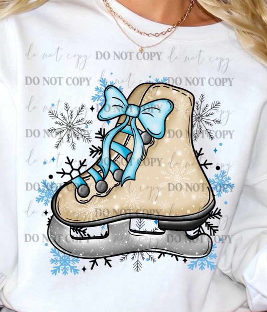 Christmas Roller Skate *Light Blue Bow/FRONT ONLY* (Linda) 72107 DTF Transfer