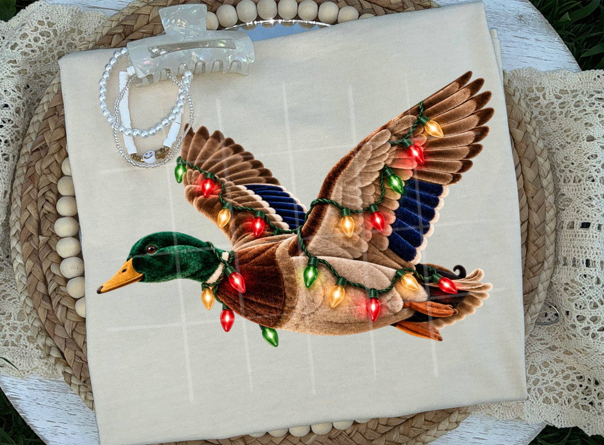 Velvet Mallard with Christmas Lights (TDC) DTF Transfer