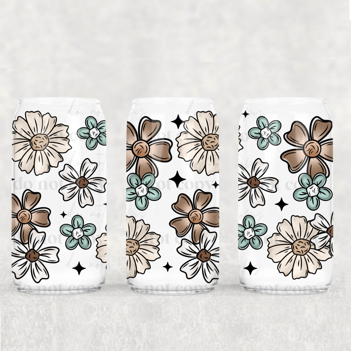 8632 blue white brown flowers (CSC) UV DTF WRAP
