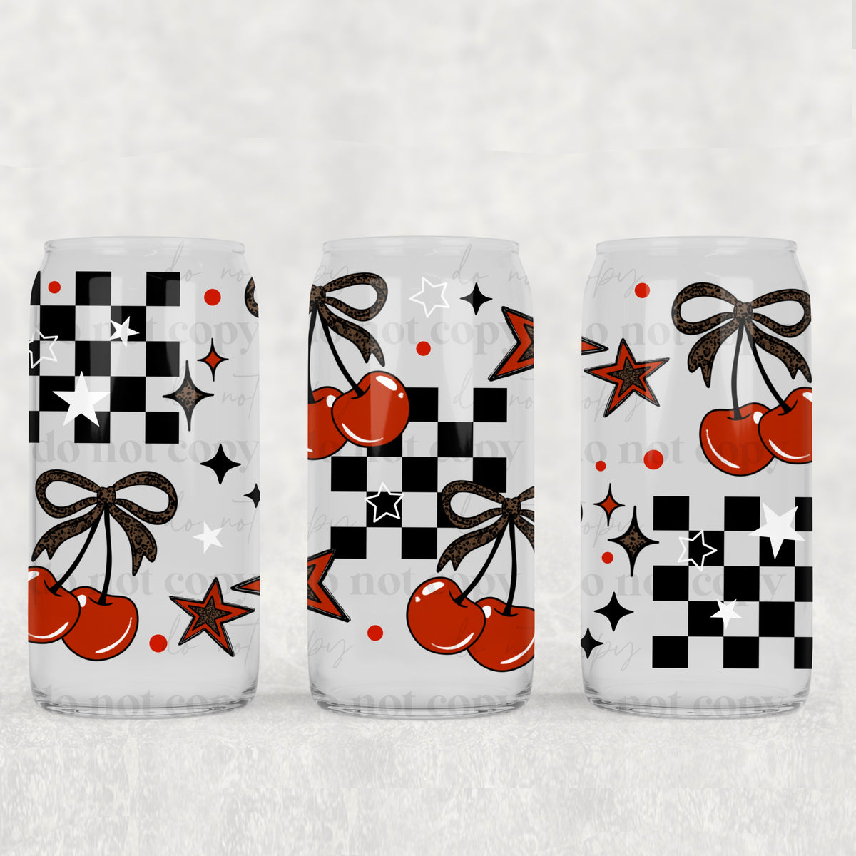 8639 cherries and checkered back (CSC) UV DTF WRAP