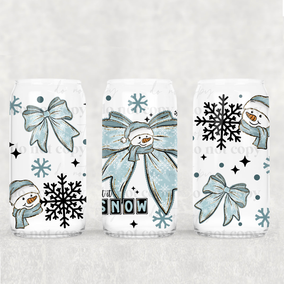 snowman head blue bows 8699 (CSC) UV DTF WRAP