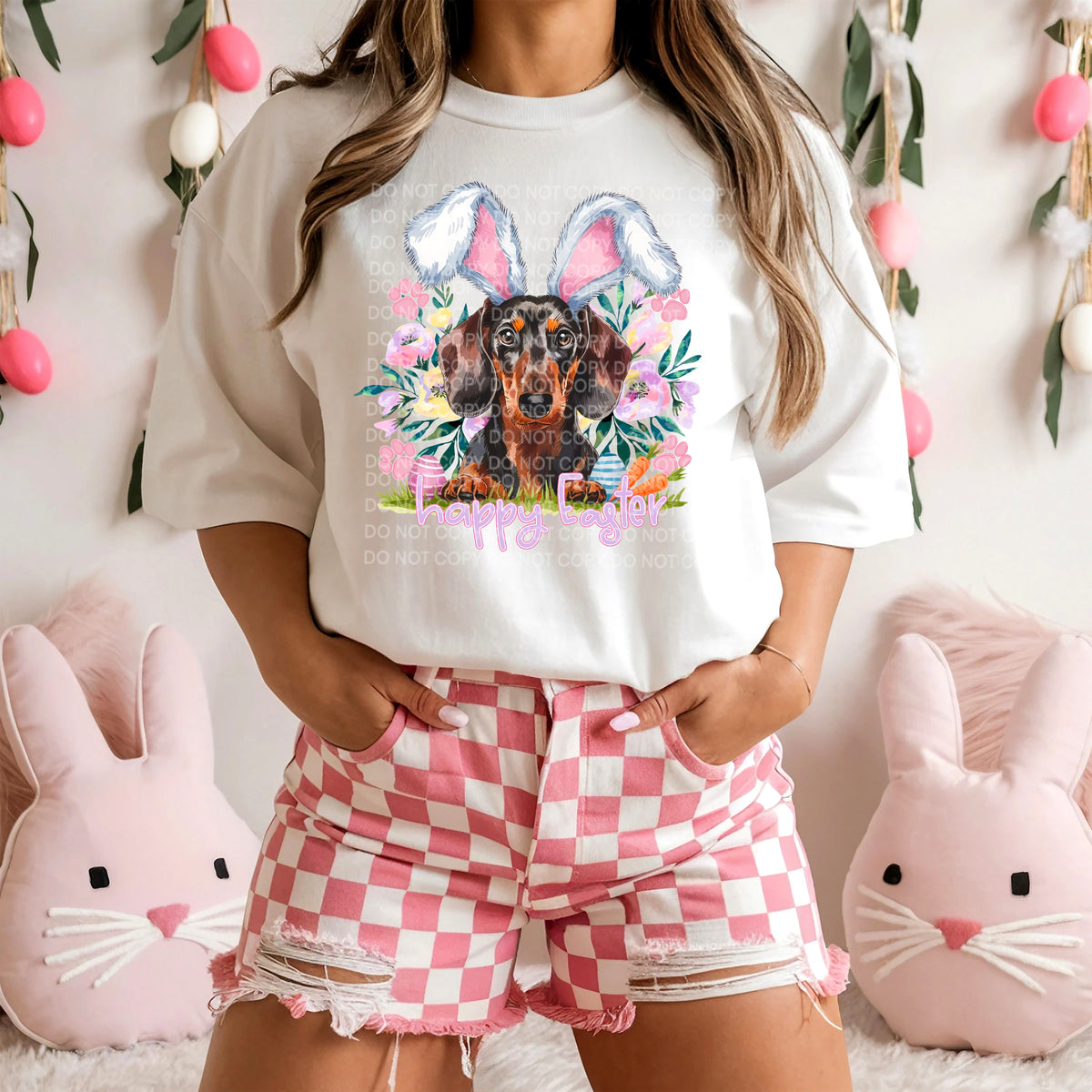 Happy Easter Dachshund (SCG) DTF transfer