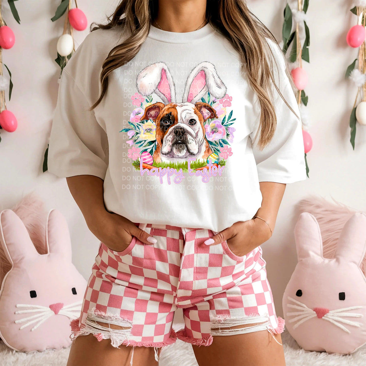 Happy Easter Bulldog (SCG) DTF transfer