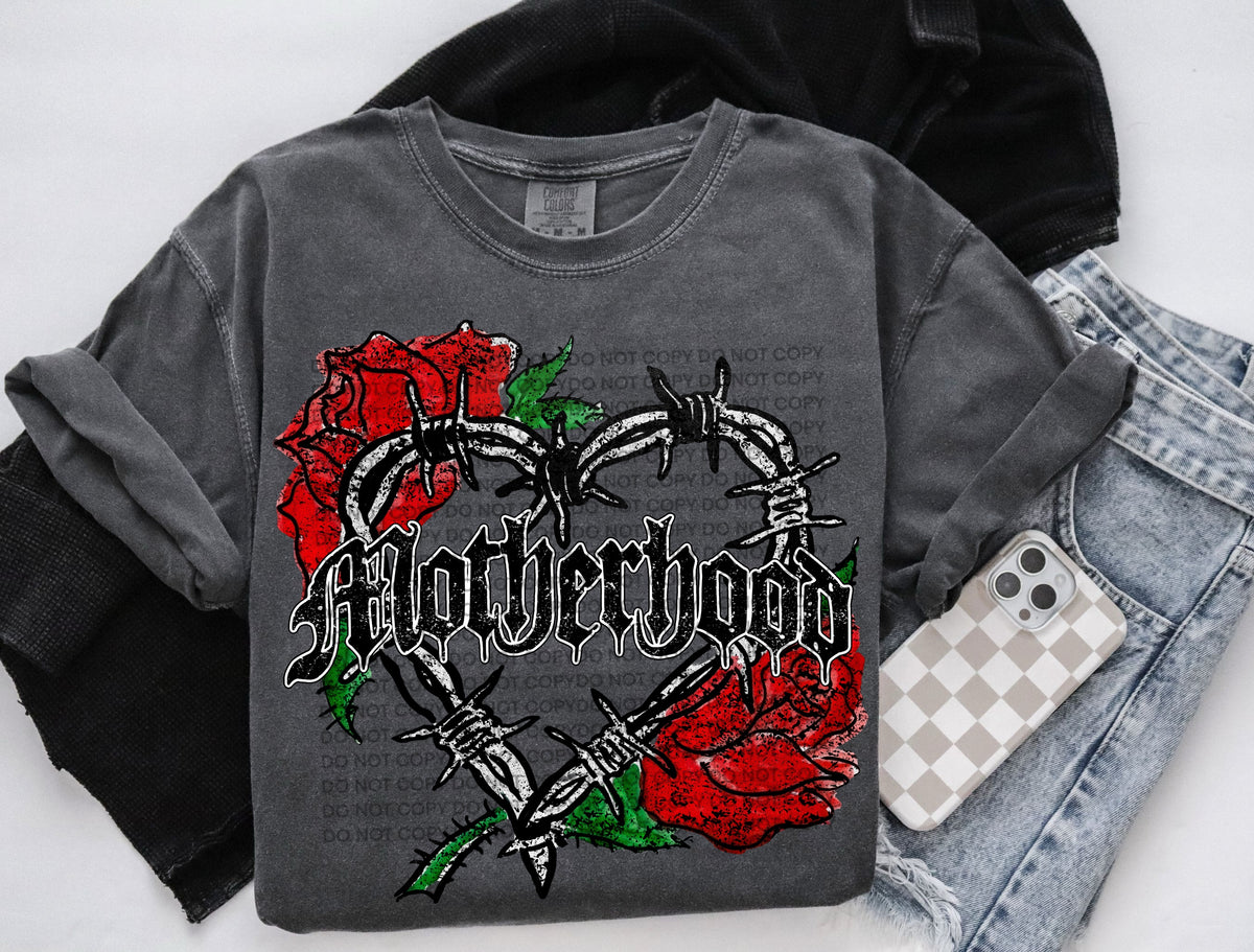 Motherhood barbwire heart with roses (SCG) DTF Transfer
