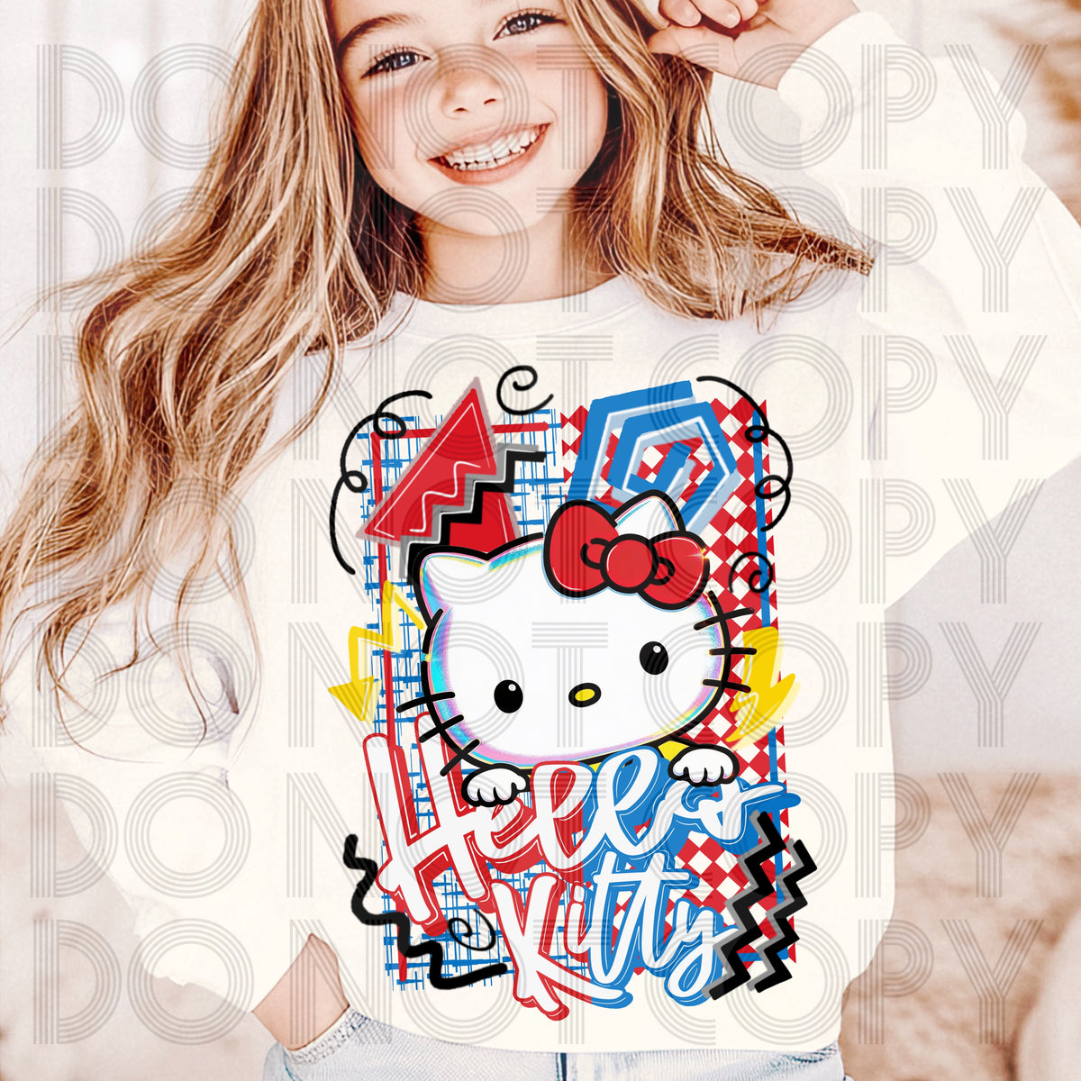 Retro happy kitty (Renewed) DTF Transfer