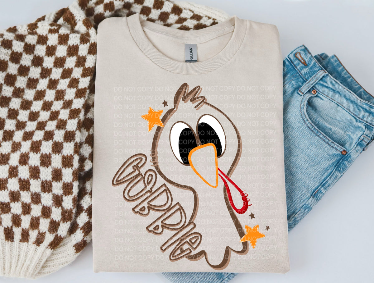 Gobble turkey head outline (SCG) DTF Transfer