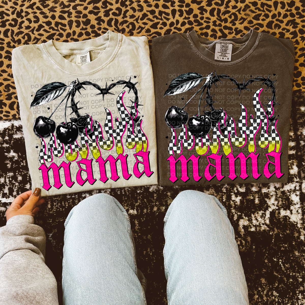 Mama pink flames cherries and heart (SCG) DTF Transfer