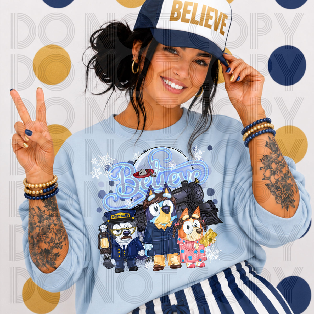 Believe blue dog train (Renewed) DTF Transfer