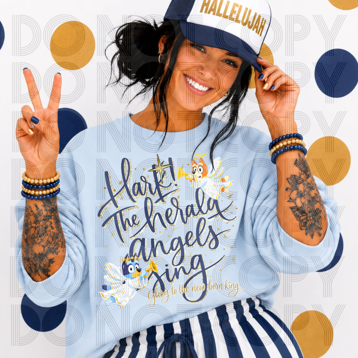 Hark the herald angels blue dog (Renewed) DTF Transfer