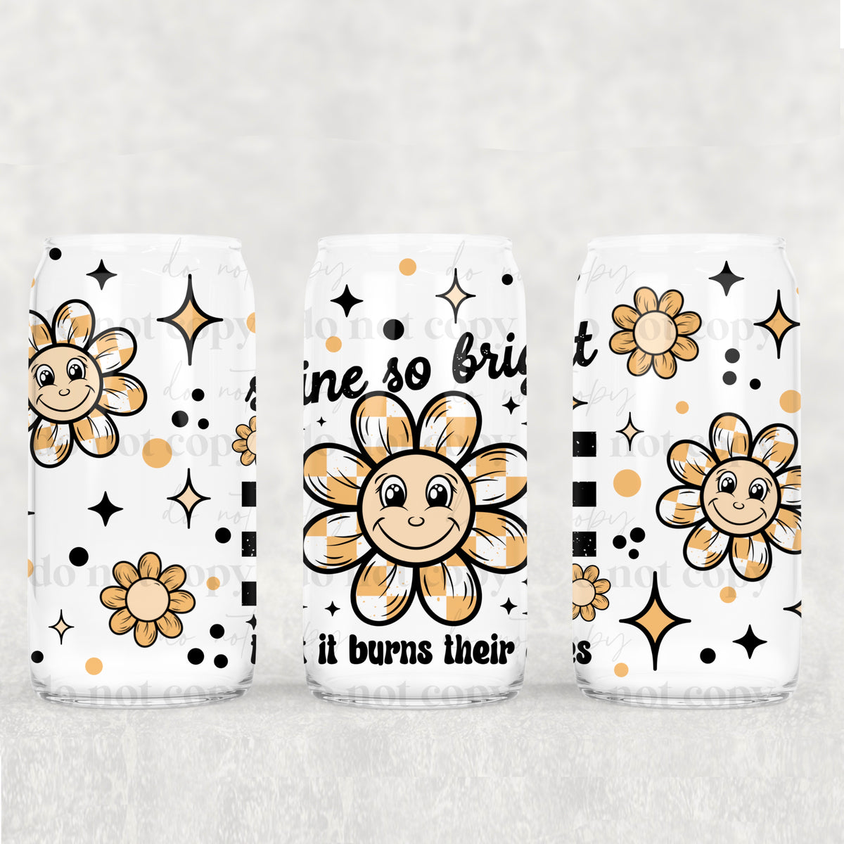 8975 shine so bright checkered flower (CSC) UV DTF WRAP