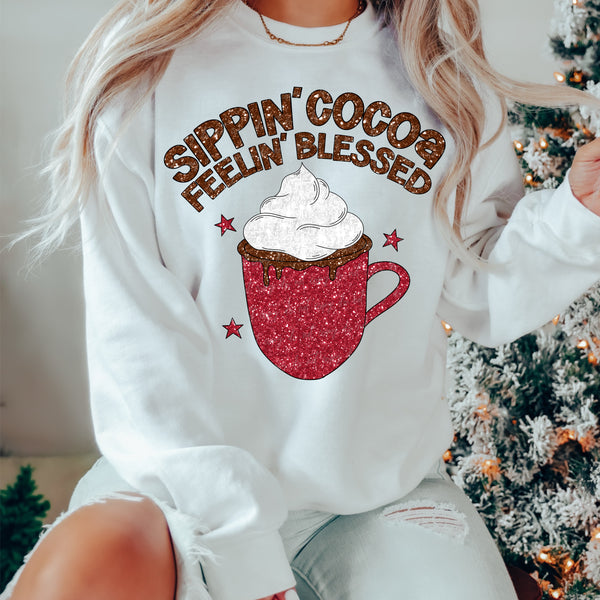 Sippin cocoa feeling blessed (VIRGO) 34623 DTF transfer