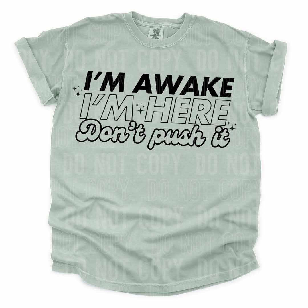 I"m Awake I'm Here Don't Push it (SBB) 72220 DTF Transfer