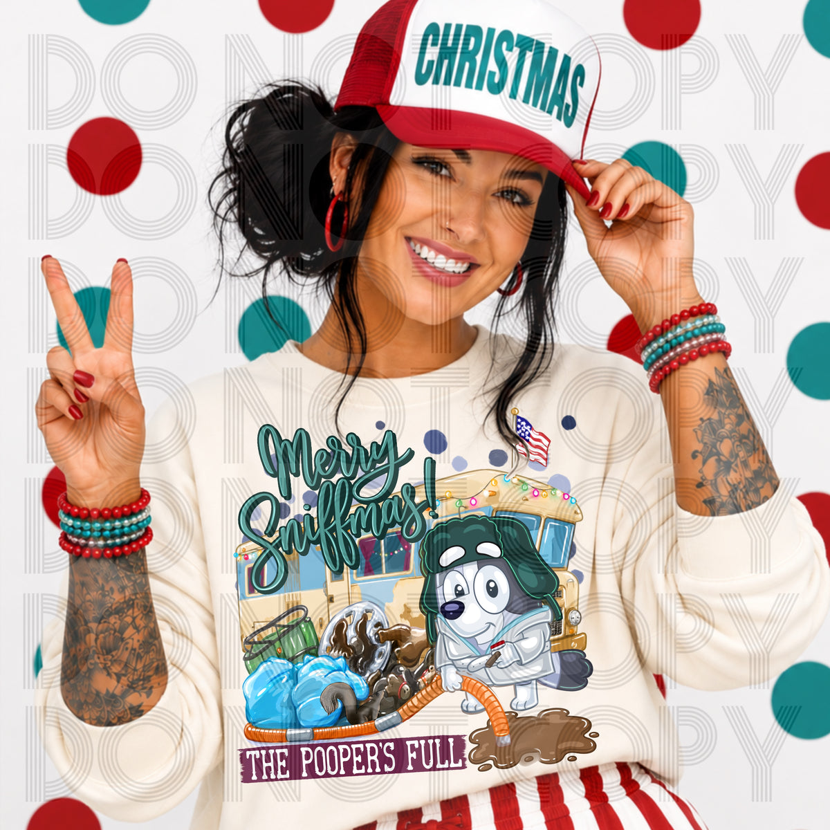 Merry sniffmas blue dog (Renewed) DTF Transfer